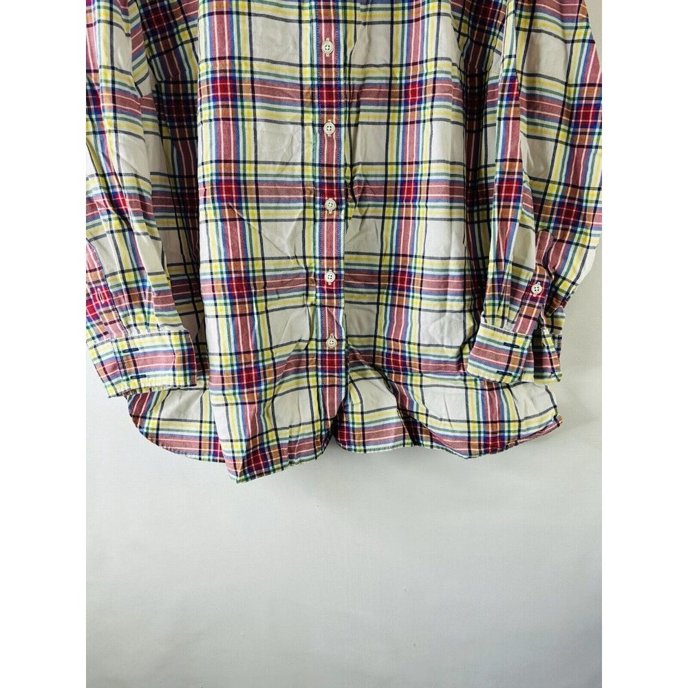 Talbots Rainbow Plaid Button Front Collared Shirt… - image 2